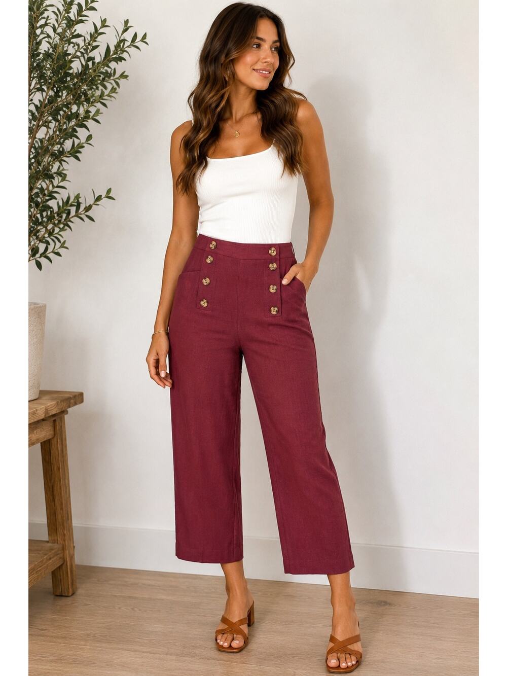 Daniel Cremieux Sailor Crop Pants Burgundy Size 4